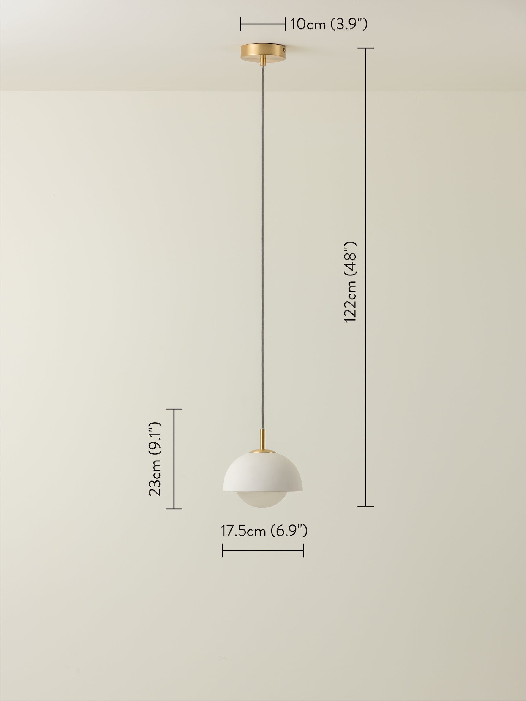 Porsa - 1 light brushed brass and warm white porcelain pendant | Ceiling Light | Lights & Lamps | UK