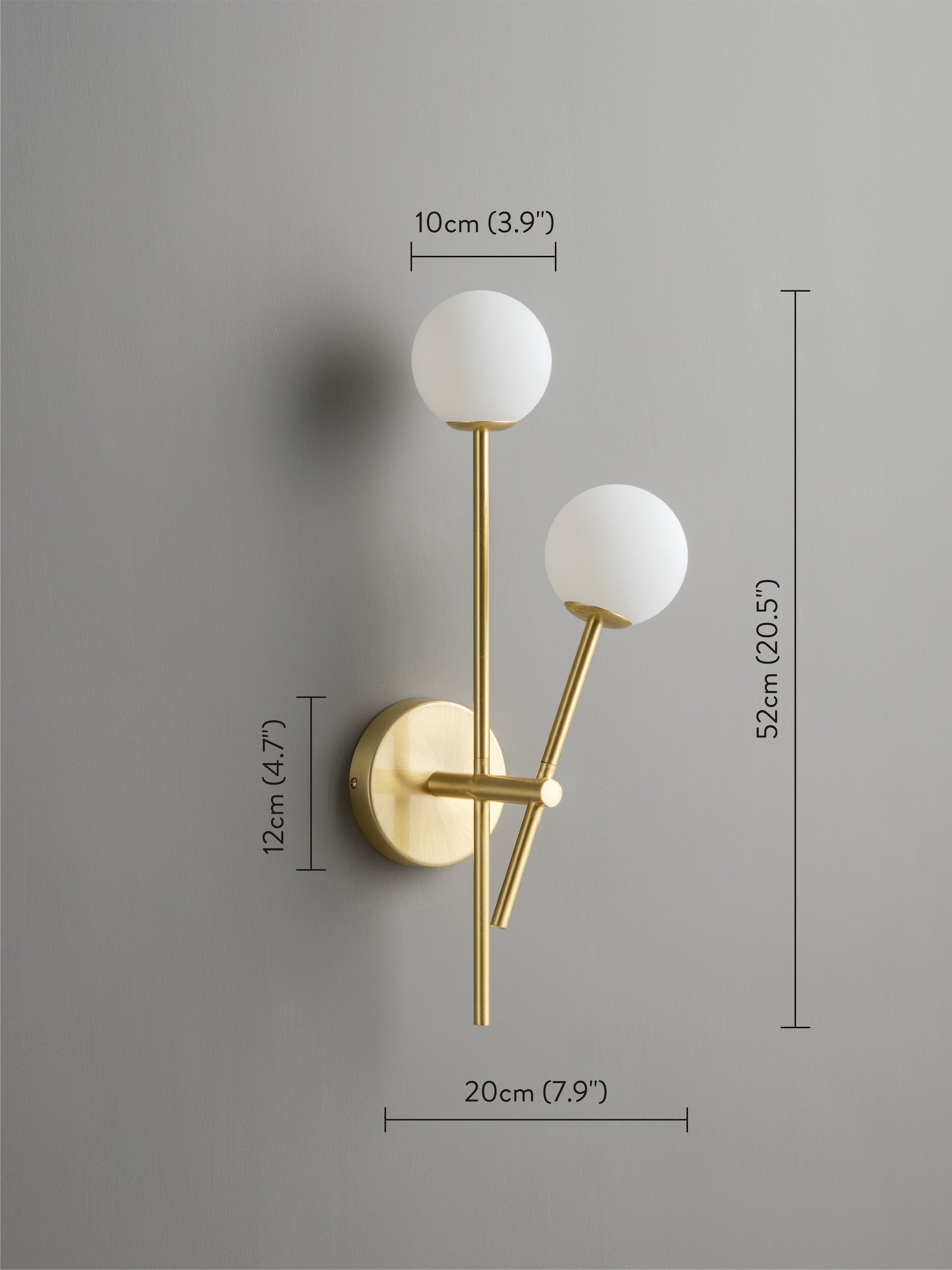 Chelso - 2 light brushed brass and opal wall light | Wall Light | Lights & Lamps | UK | Modern Affordable Designer Lighting