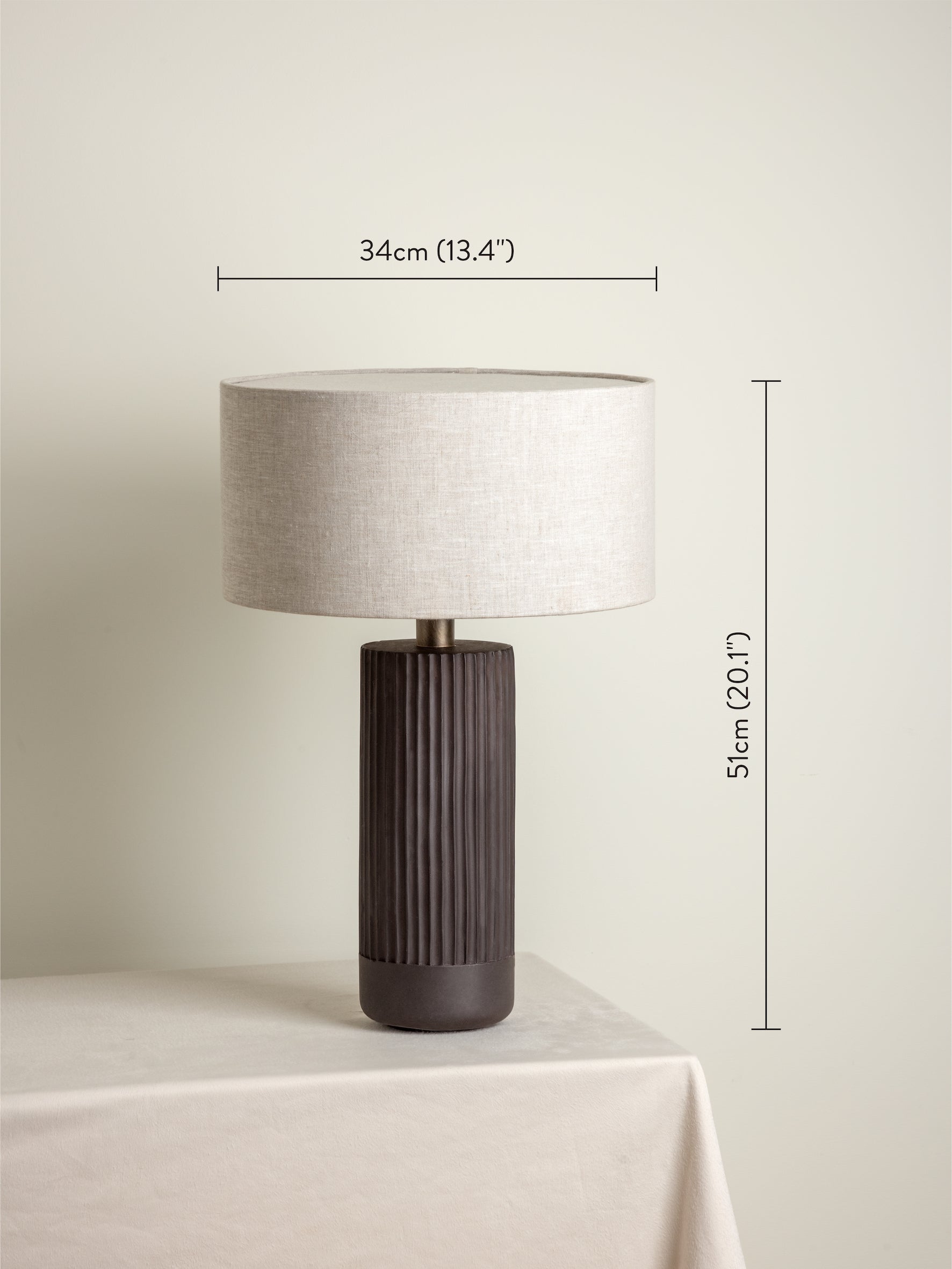 Nitara - chocolate ribbed concrete table lamp | Table Lamp | Lights & Lamps | UK