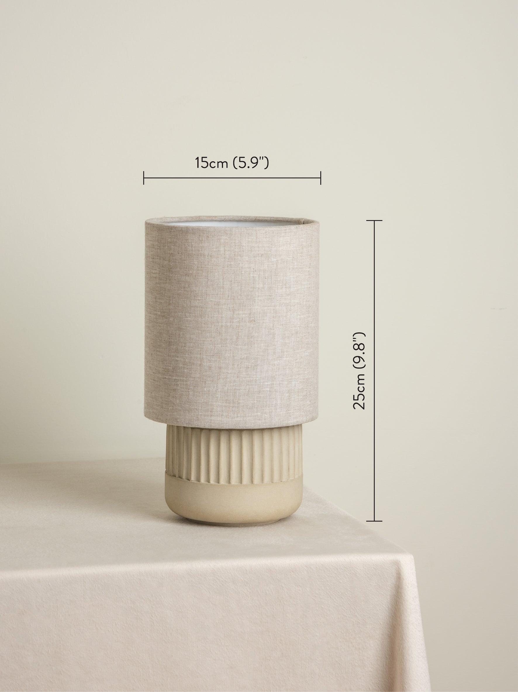 Enza - warm white ribbed concrete table lamp | Table Lamp | Lights & Lamps | UK