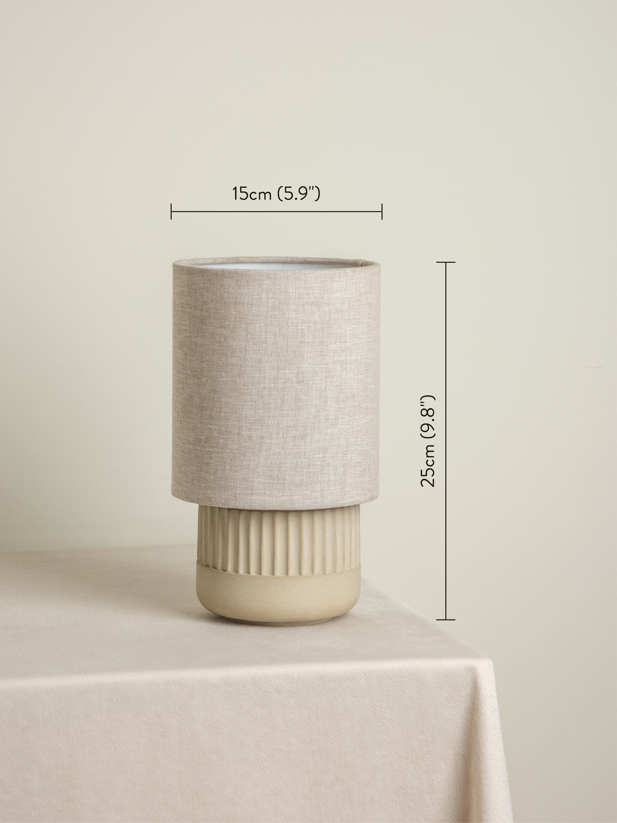 Buy Enza - warm white ribbed concrete table lamp by lights&lamps