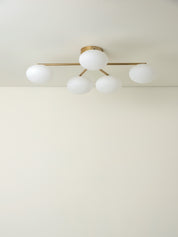Imperial - 5 light brass and opal flush | Ceiling Light | lights&lamps | UK | Modern Affordable Designer Lighting