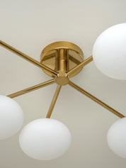 Imperial - 5 light brass and opal flush | Ceiling Light | lights&lamps | UK | Modern Affordable Designer Lighting
