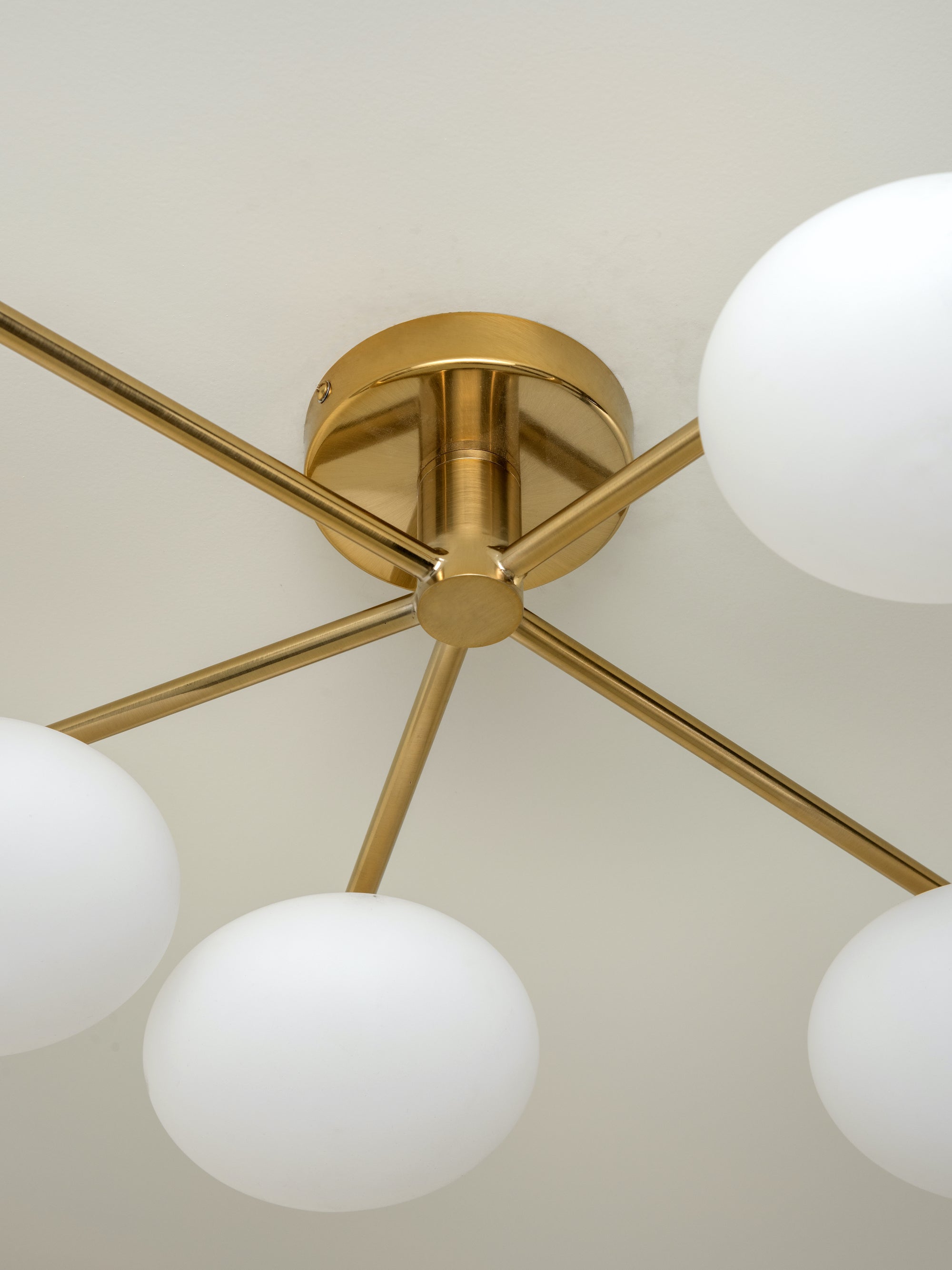 Imperial - 5 light brass and opal flush | Ceiling Light | lights&lamps | UK | Modern Affordable Designer Lighting