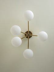 Imperial - 5 light brass and opal flush | Ceiling Light | lights&lamps | UK | Modern Affordable Designer Lighting