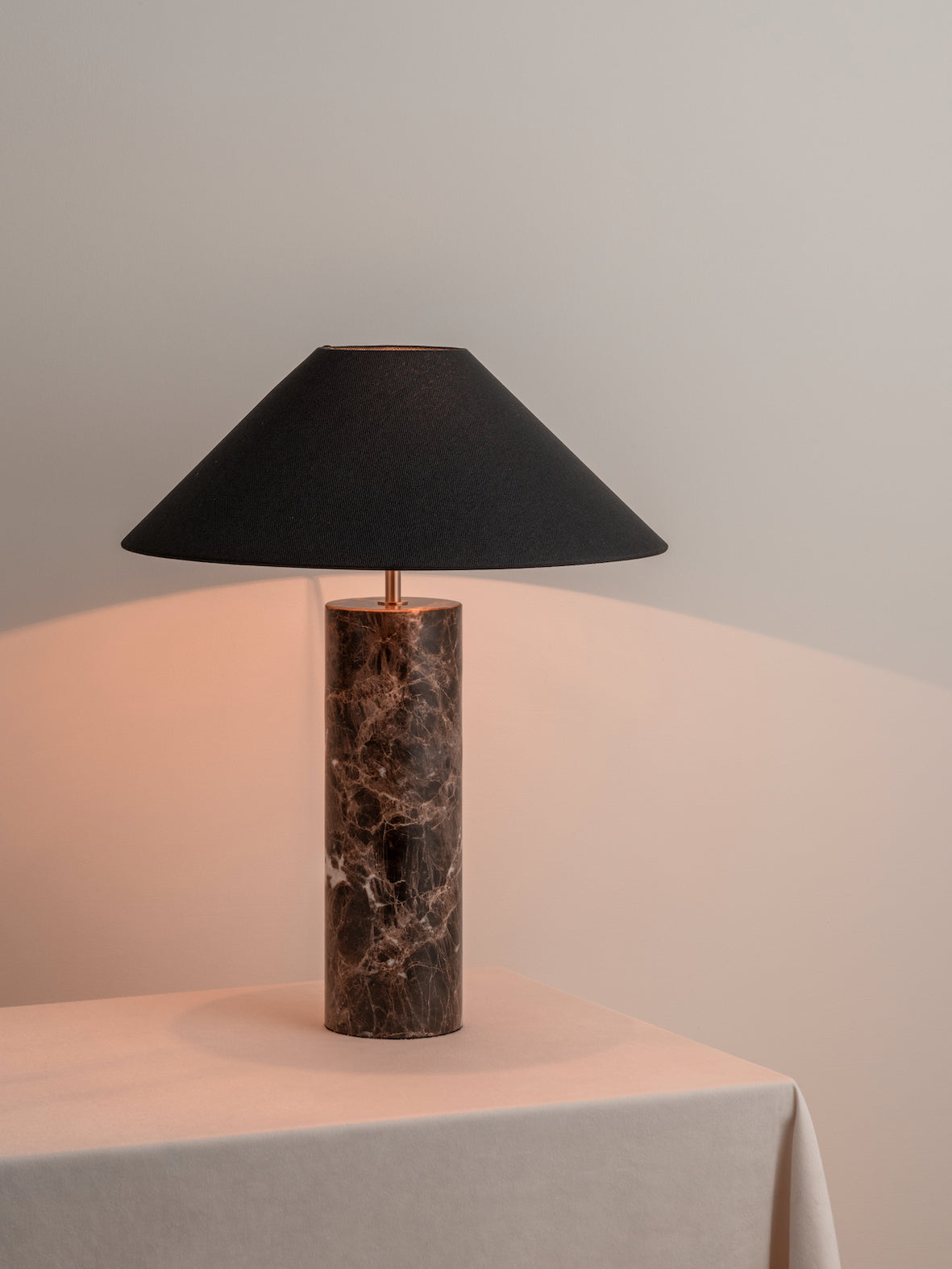Morola - 1 light large brown marble cylinder table lamp | Table Lamp | Lights & Lamps | UK