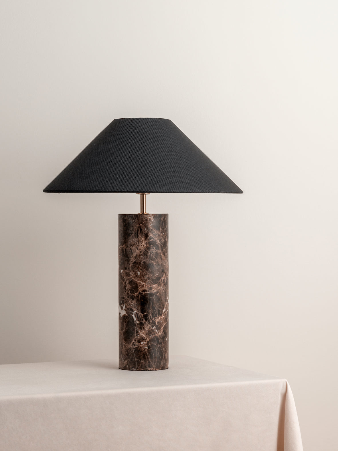 Morola - 1 light large brown marble cylinder table lamp | Table Lamp | Lights & Lamps | UK