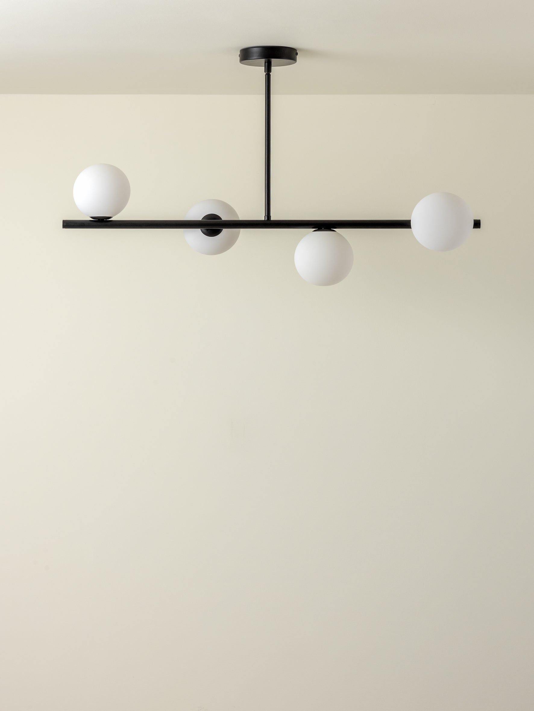 Perch - 4 light matt black and opal pendant bar | Ceiling Light | Lights & Lamps | UK