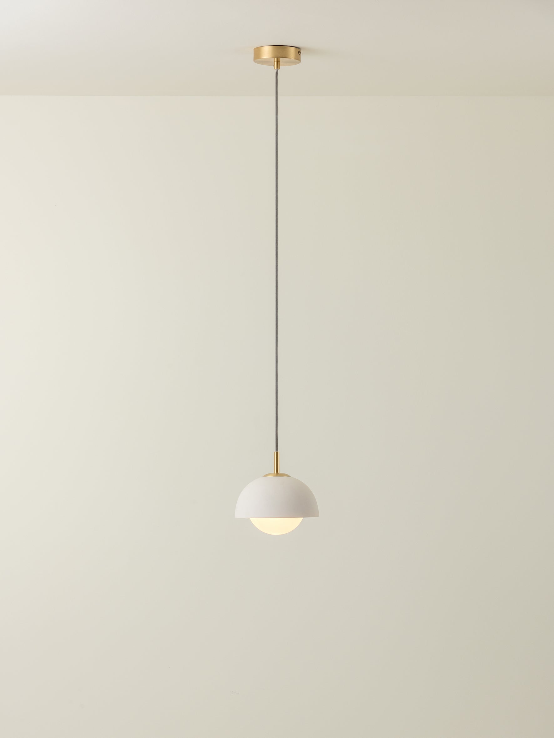 Porsa - 1 light brushed brass and warm white porcelain pendant | Ceiling Light | Lights & Lamps | UK | Modern Affordable Designer Lighting