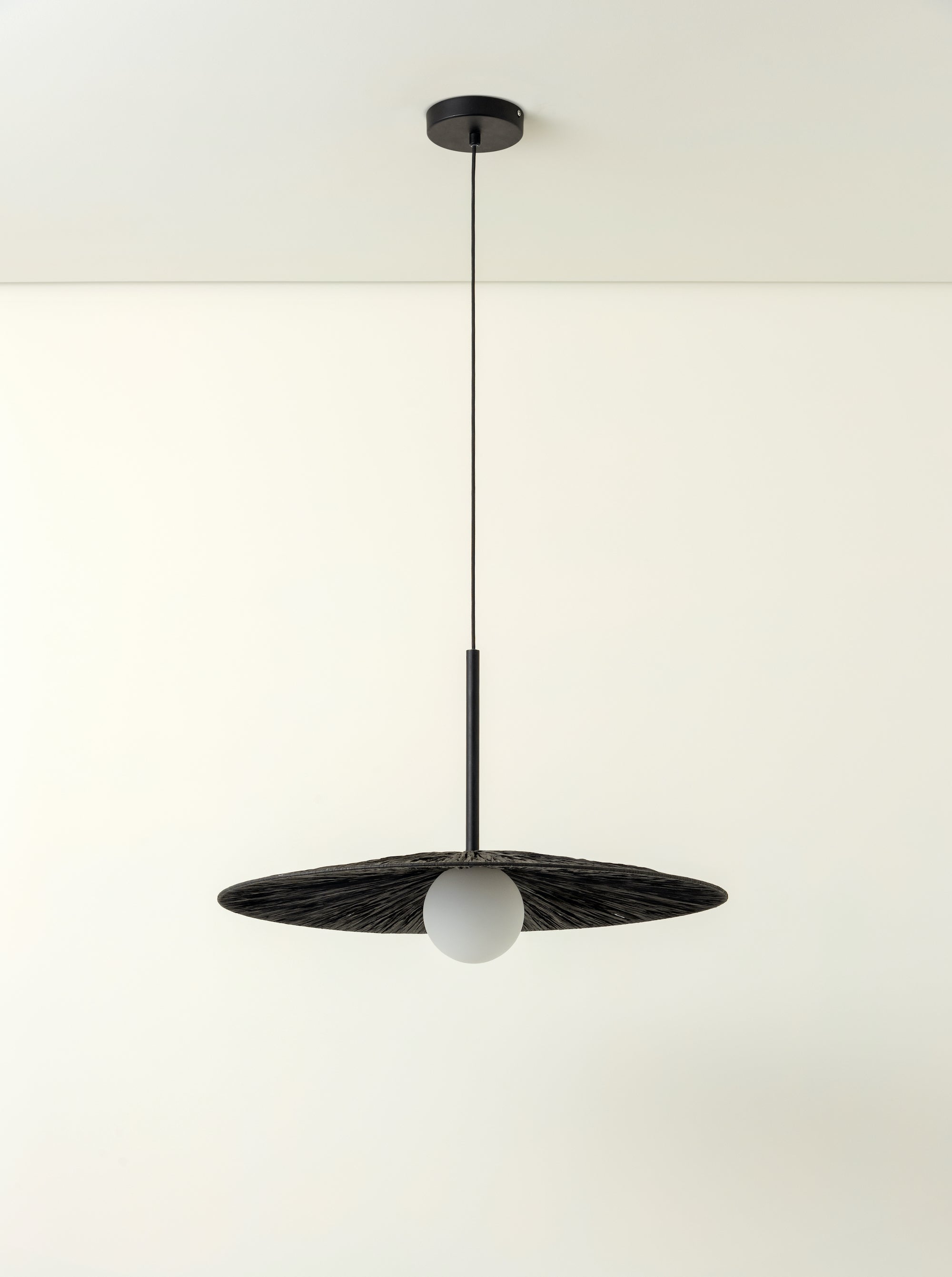 Black round pendant deals light