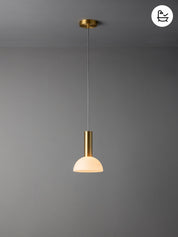 Silio - 1 light brushed brass and opal pendant | Ceiling Light | lights&lamps | UK | Modern Affordable Designer Lighting