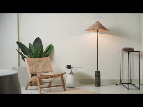 Zain lighted rattan floor on sale lamp and tables