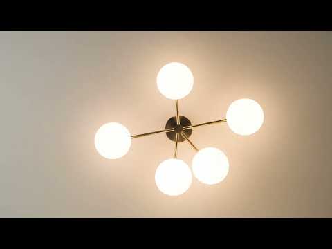 Imperial - 5 light brass and opal flush