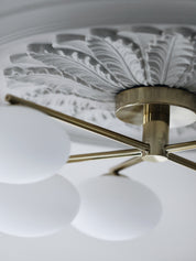 Imperial - 5 light brass and opal flush | Ceiling Light | lights&lamps | UK | Modern Affordable Designer Lighting