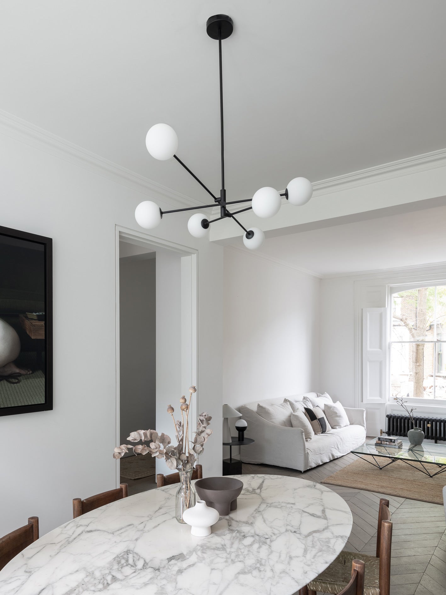 Chelso - 6 light matt black and opal pendant | Ceiling Light | Lights & Lamps | UK | Modern Affordable Designer Lighting