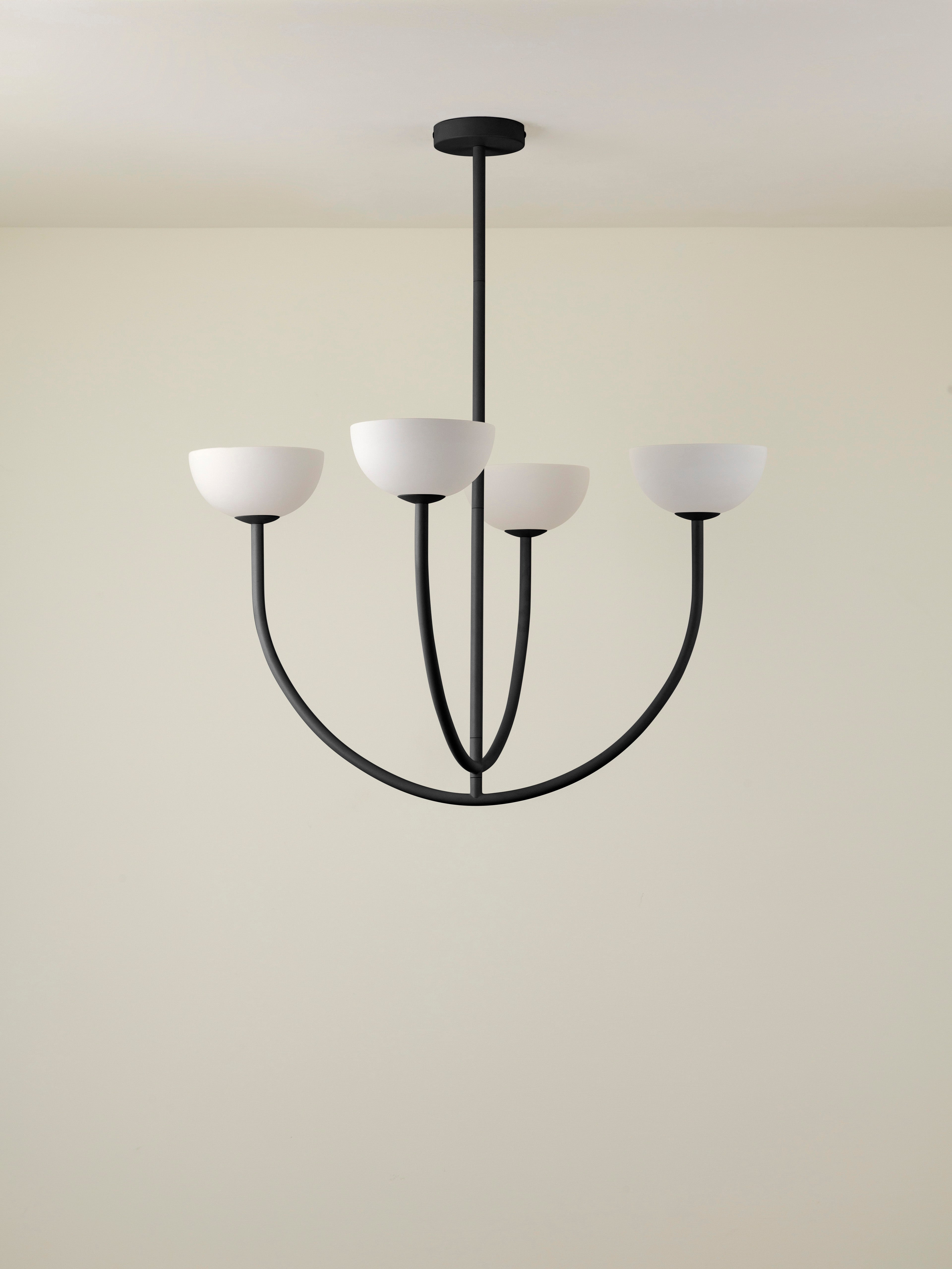 Ruzo - 4 light matt black and white porcelain ceiling pendant | Chandelier | Lights & Lamps | UK