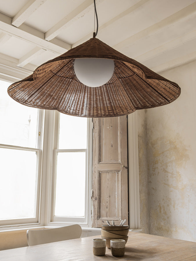 Bardi - 1 light oversized scalloped rattan pendant | Ceiling Light | Lights & Lamps | UK