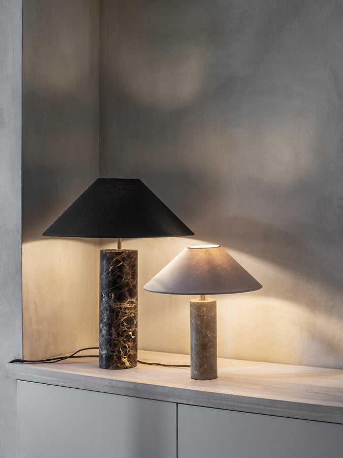 Denari - 1 light small brown marble cylinder table lamp | Table Lamp | Lights & Lamps | UK | Modern Affordable Designer Lighting