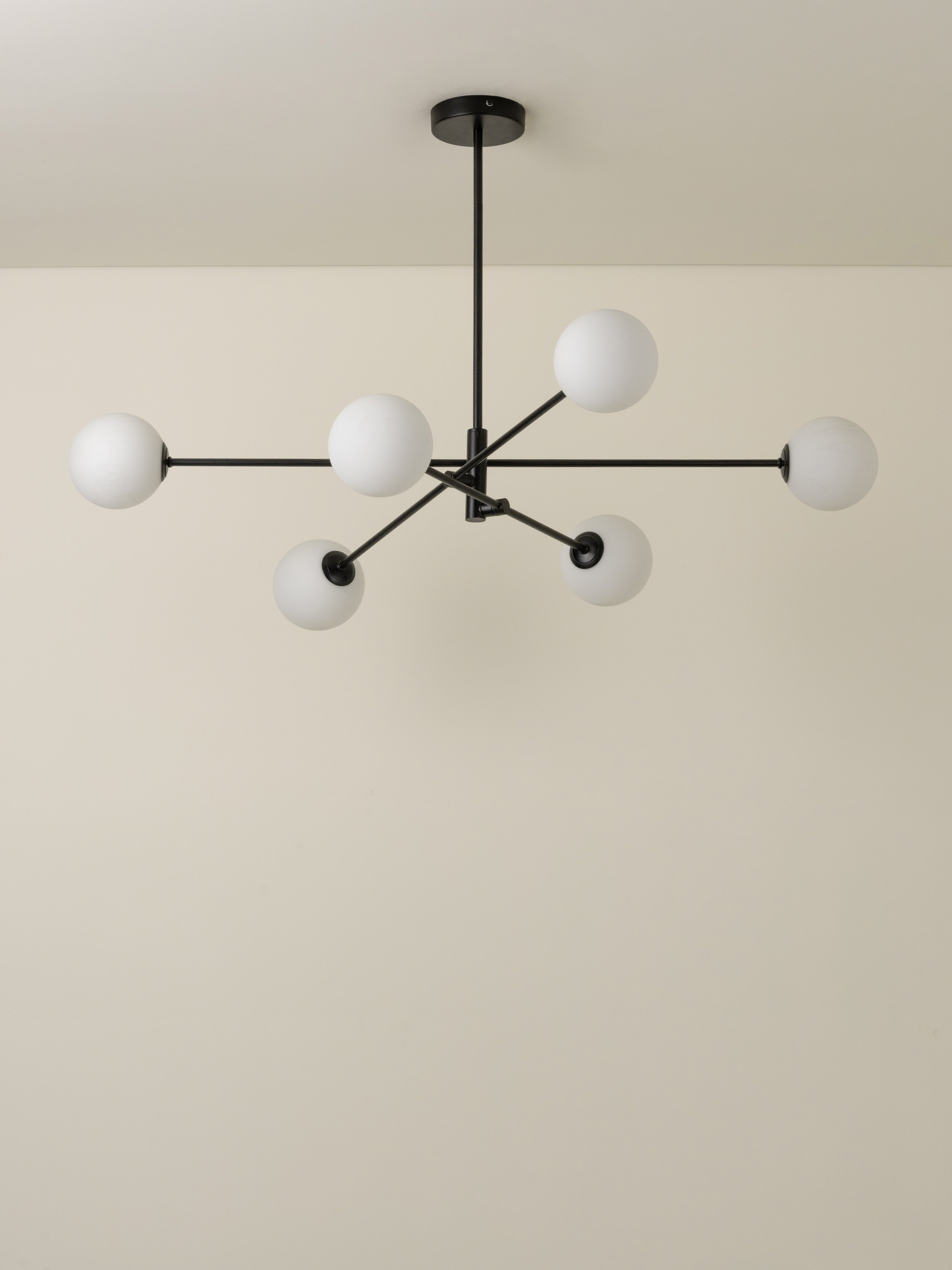 Chelso - 6 light matt black and opal pendant | Ceiling Light | Lights & Lamps | UK | Modern Affordable Designer Lighting